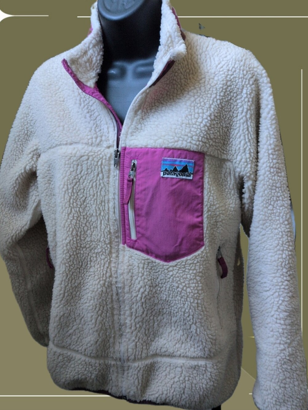 ✨ Patagonia Kids' Retro-X Fleece Jacket In Cream / Fuscia Size XL